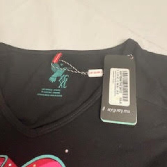 ¡Ay Güey! Graphic T-Shirt  “Yo ❤️ México” Neon Letters | Black | WMS XL NWT - Picture 6 of 10